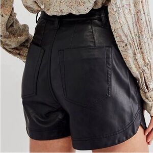 Free People Vegan Leather Shorts Black Size 6